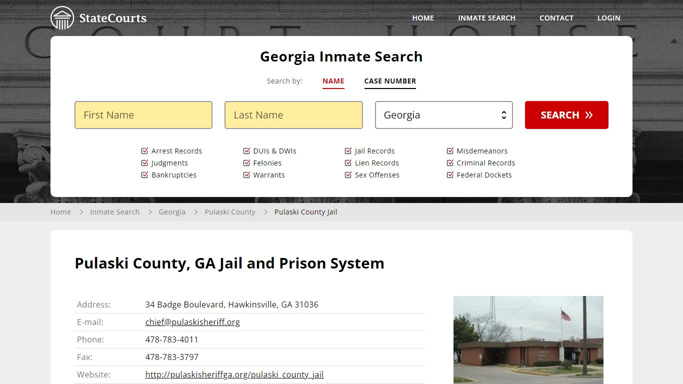 Pulaski County Jail Inmate Records Search, Georgia - StateCourts